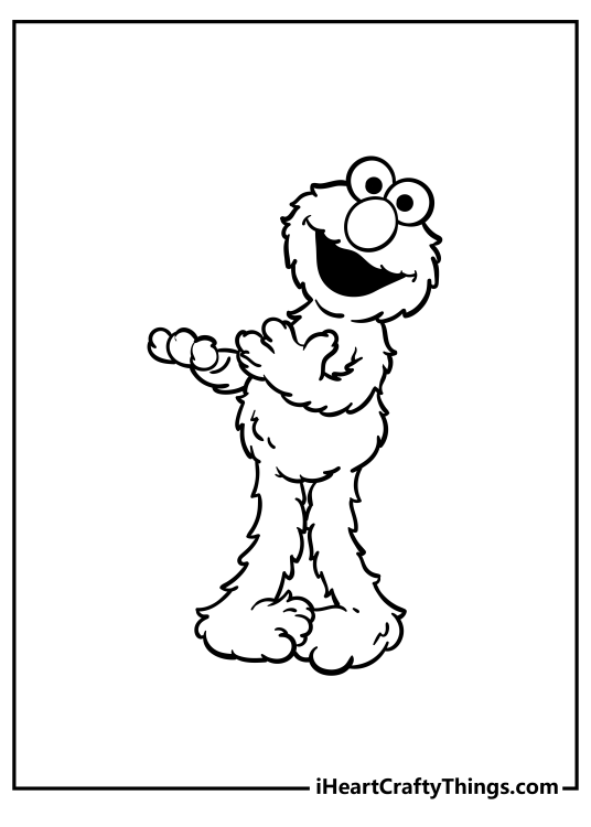 Picture to print and color featuring Elmo in a position as he would be holding something