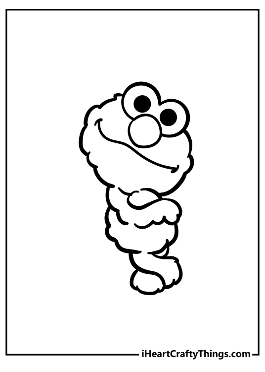 Printable picture featuring Elmo from Sesame Street drawn in a more exaggerated and adorable style
