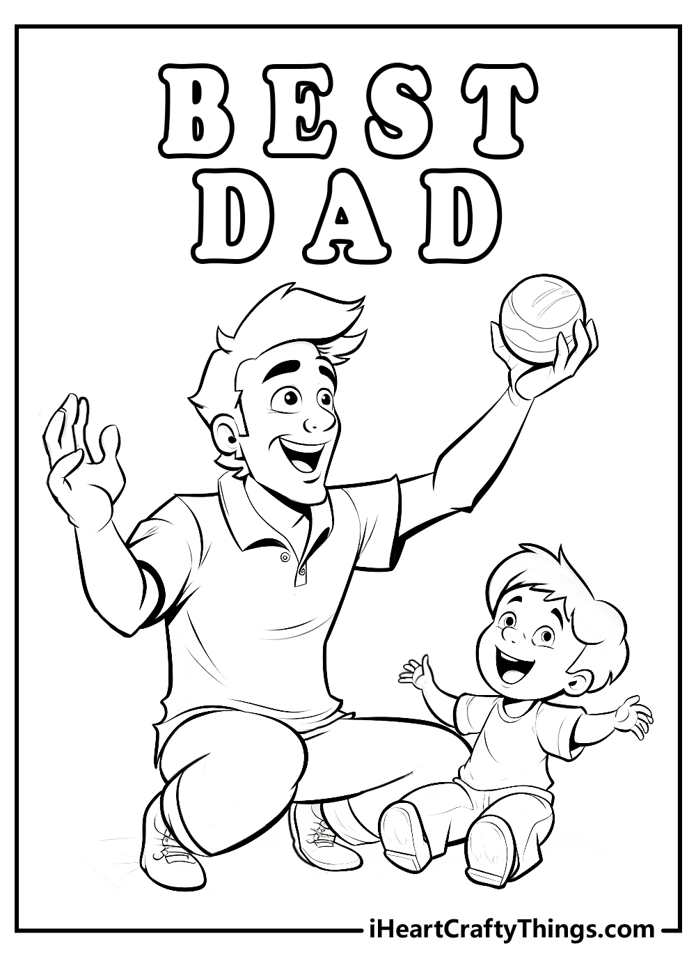 Best dad playing with child coloring page free to print and download