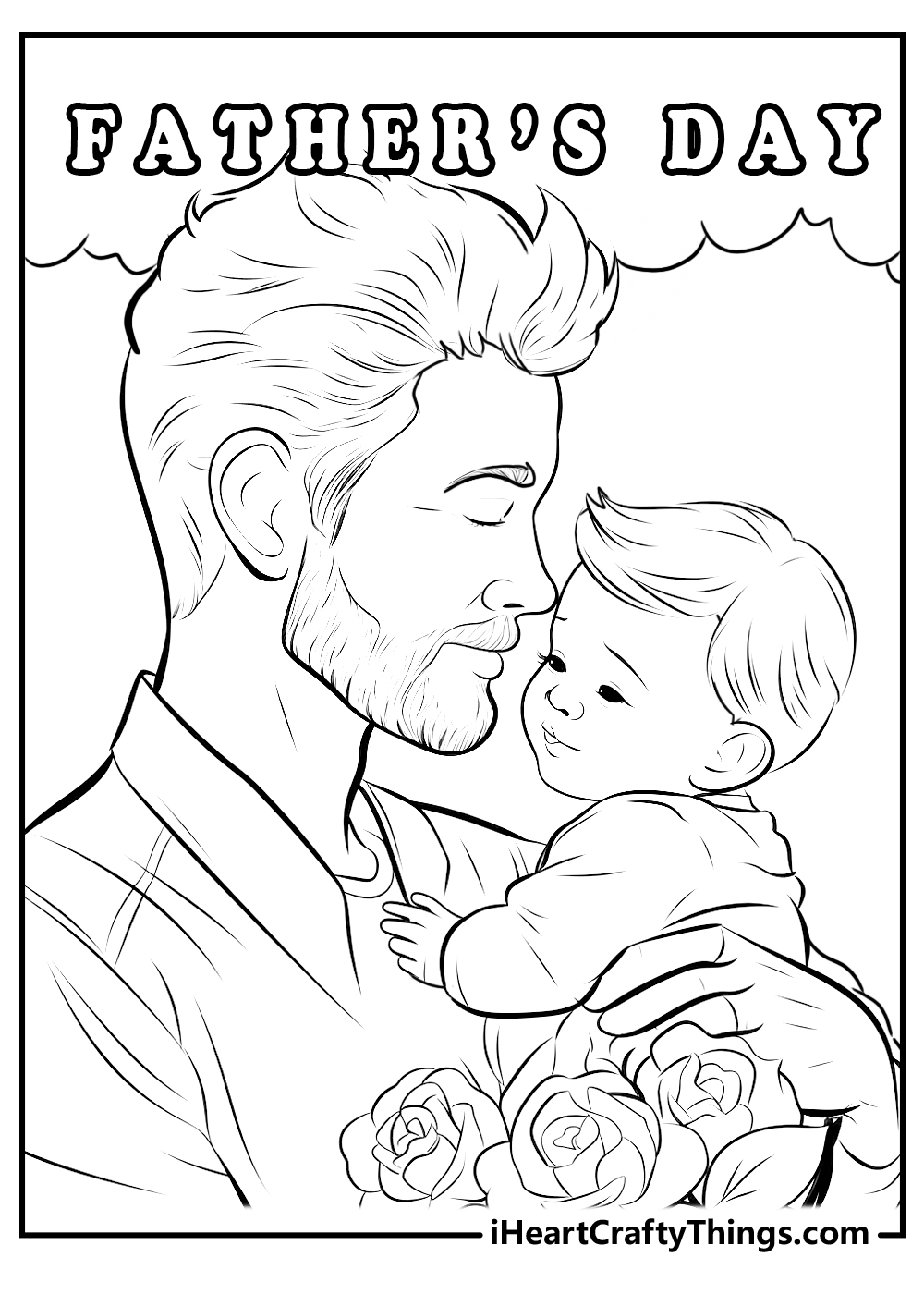black-and-white father's day coloring printable