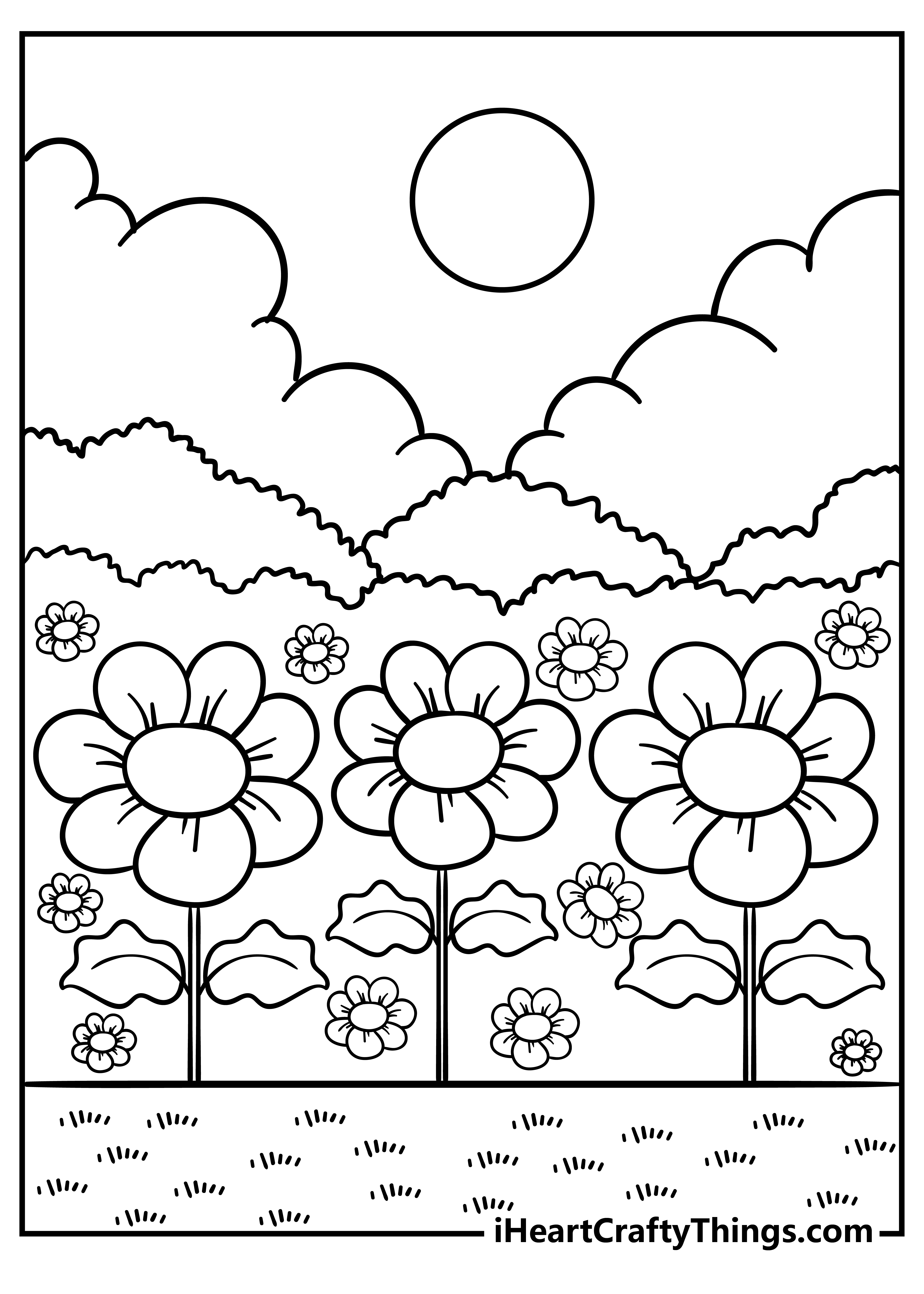 simple garden drawing for kids