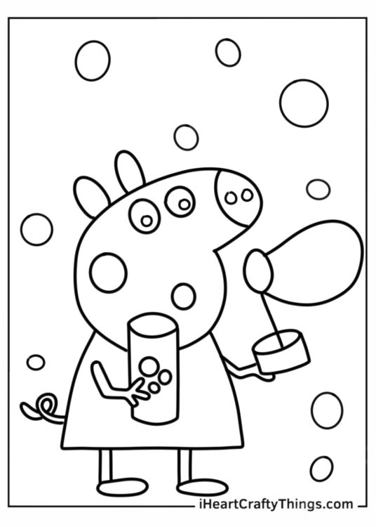 George Pig Playing With Bubbles Coloring Sheet