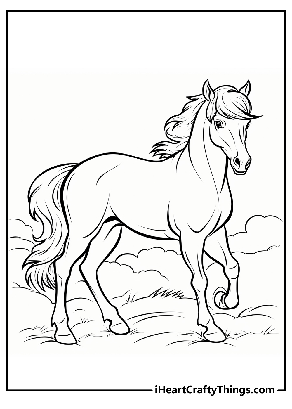 black-and-white horse coloring pages