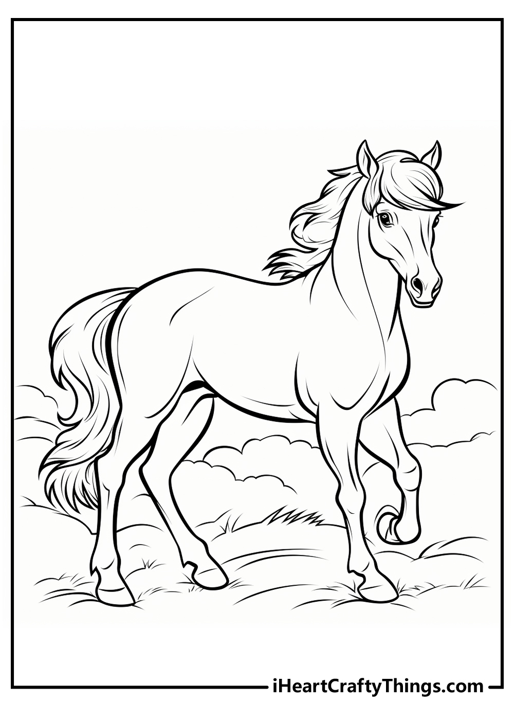 Pretty horse realistic horse coloring pages