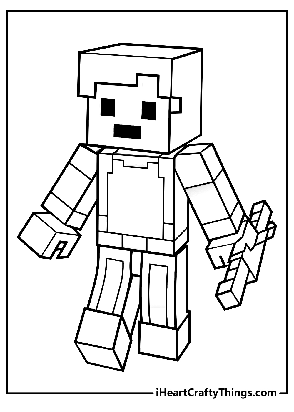 black-and-white minecraft coloring page