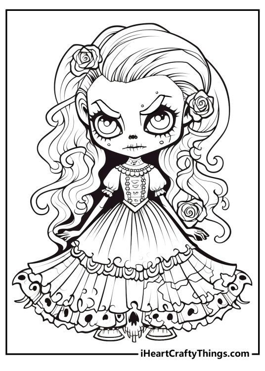 Monster High-themed printable featuring spooky yet fabulous goth girl inspired by Skelita Calaveras