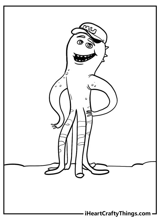 Printable image featuring Monsters Inc character with tentacle arms looking just like an octopus