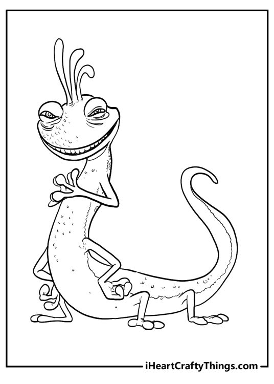 Printable picture presenting Monsters Inc character Randall striking a cheerful pose