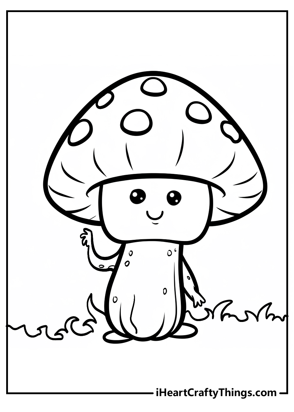 black-and-white mushroom coloring printable