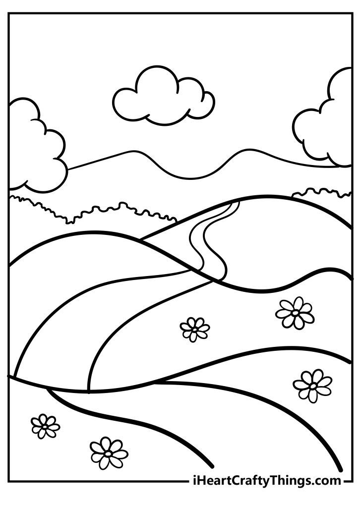 10 Simple Nature Coloring Pages for Relaxation: Escape into Tranquility