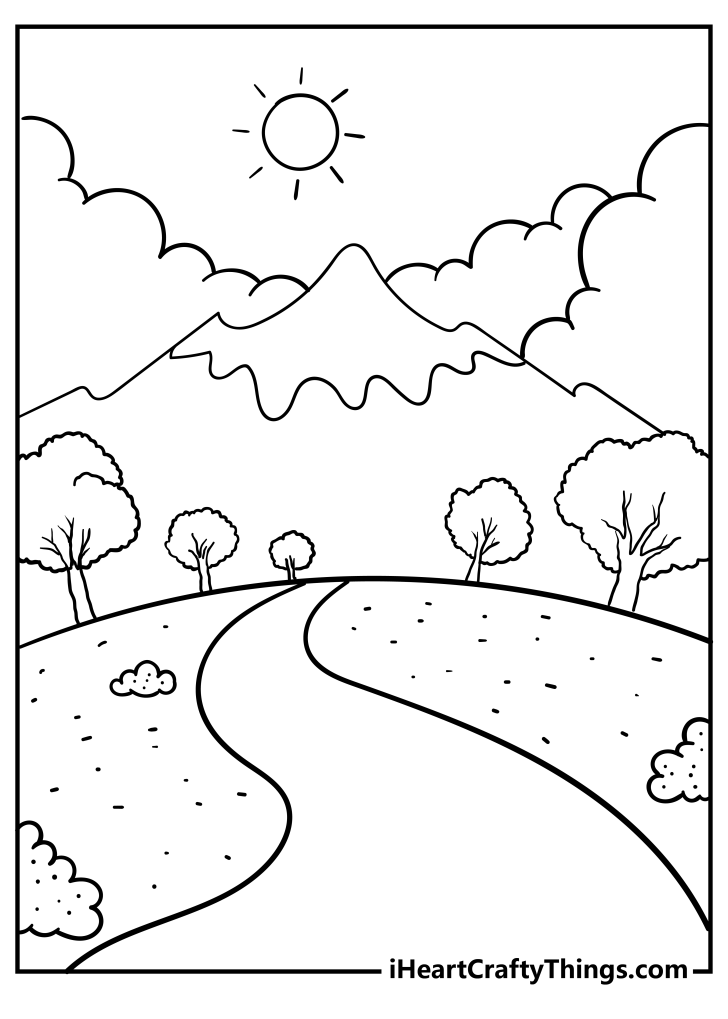 10 Simple Nature Coloring Pages for Relaxation: Escape into Tranquility