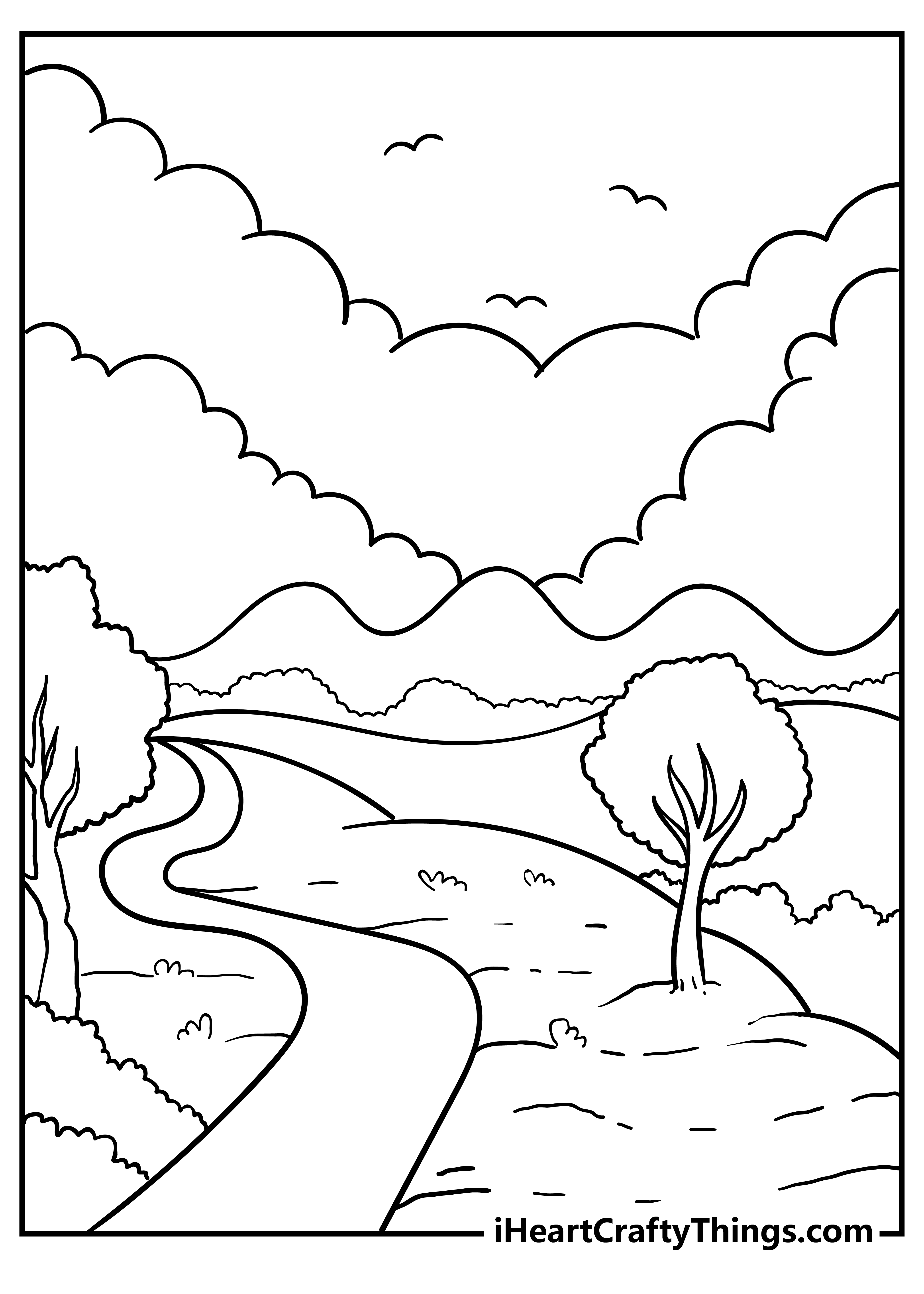 landscape Large Print Coloring Book: Landscape Coloring Book