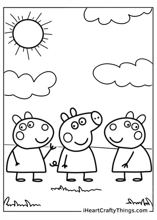 Peppa Pig And Many Mouse Coloring Page