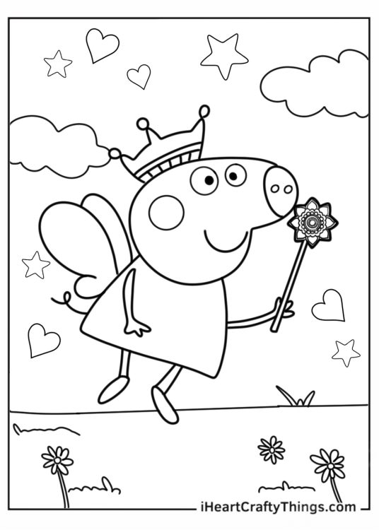 Peppa Pig Wearing Fairy Outfit To Color