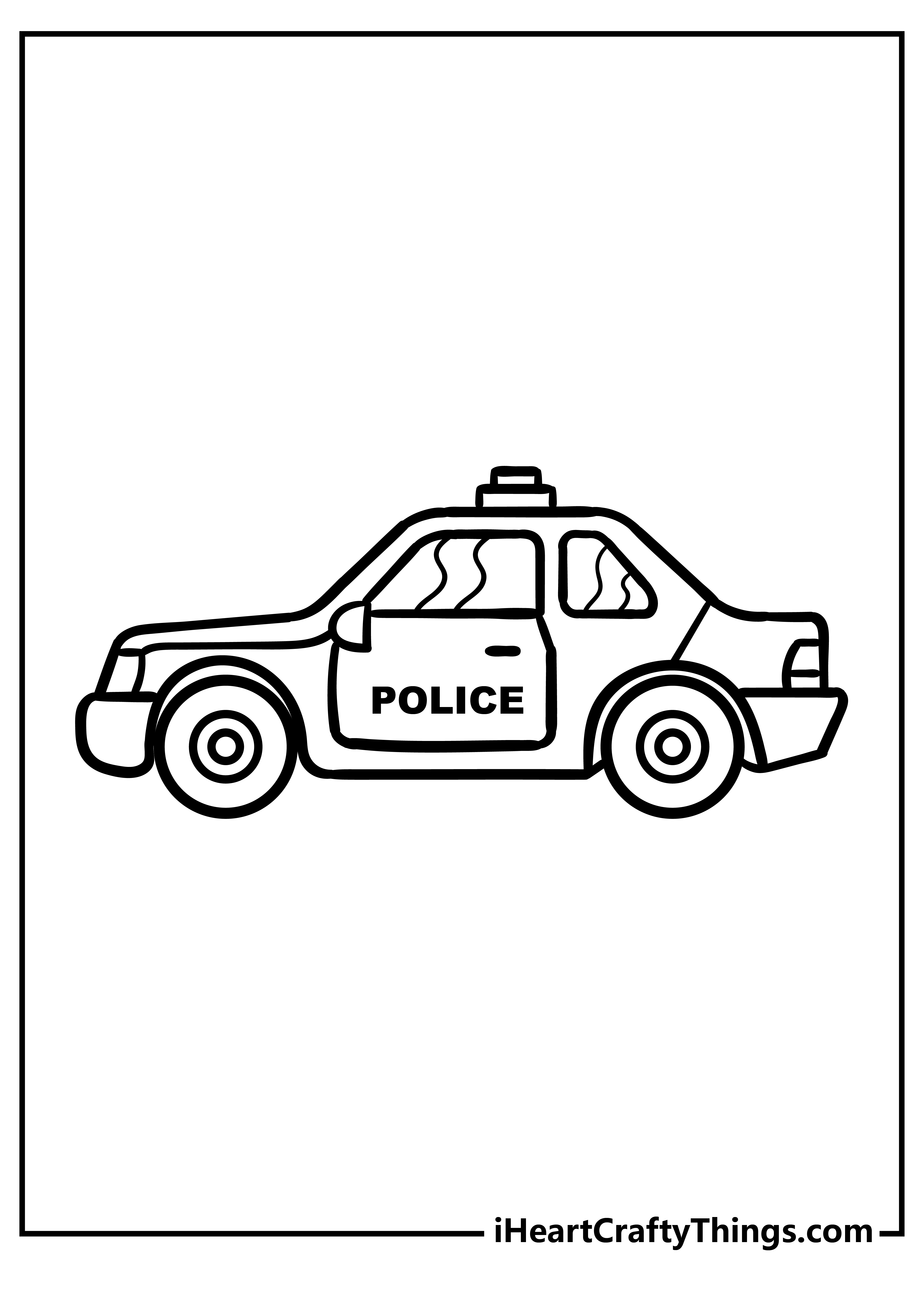Police Car Easy Coloring Pages