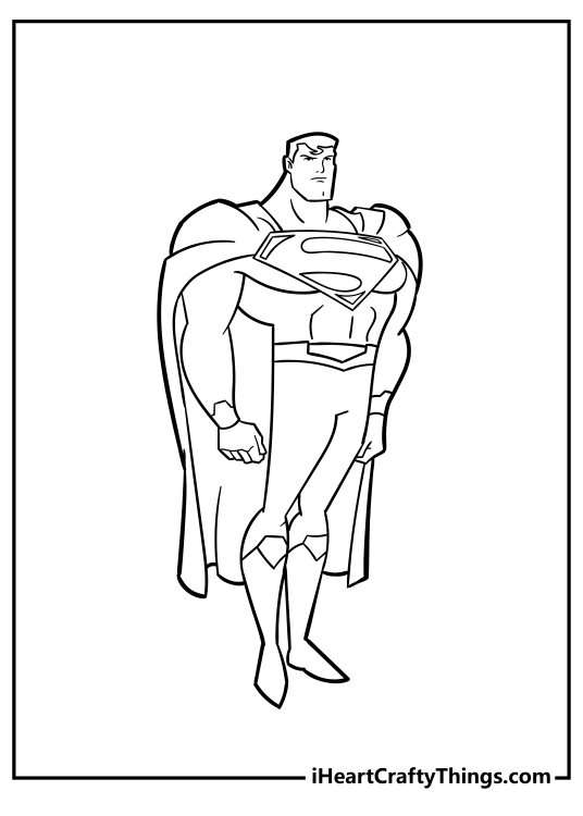 Free coloring picture to download and print depicting Superman in a calm moment