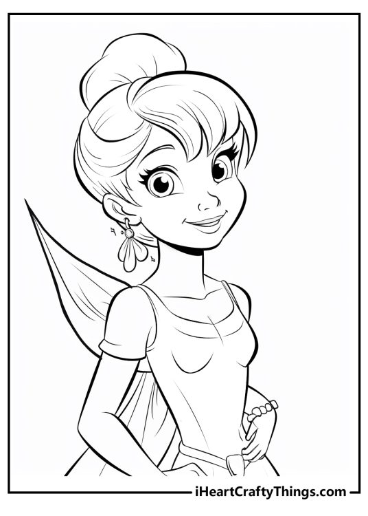 Printable poster featuring detailed close-up portrayal of beautiful and happy-looking Tinker Bell