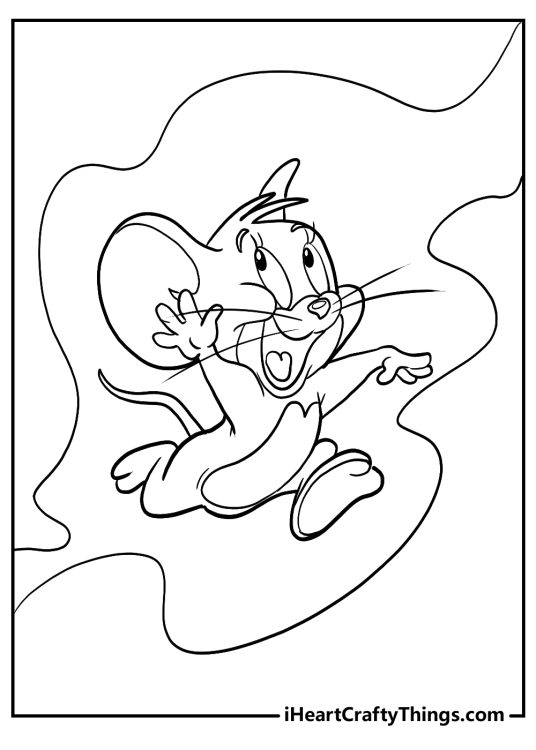 Tom and Jerry-themed poster featuring Jerry running with a big mischievous grin on his face