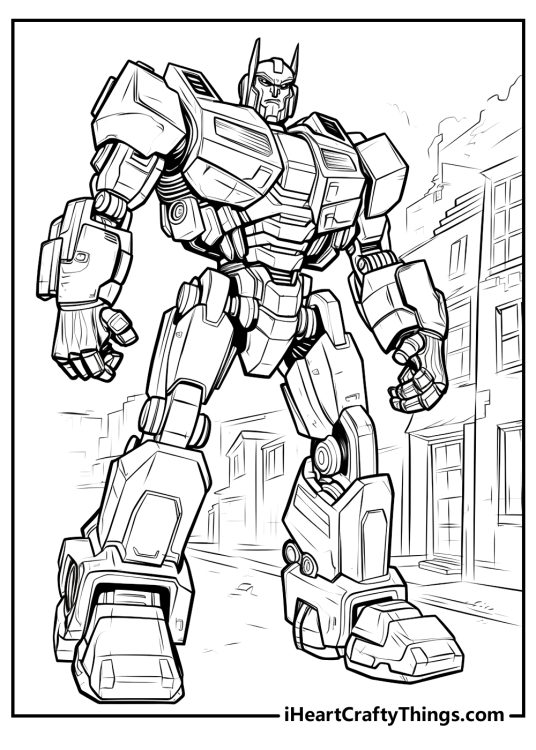 Transformers printable image featuring Optimus Prime looking menacing and ready for action
