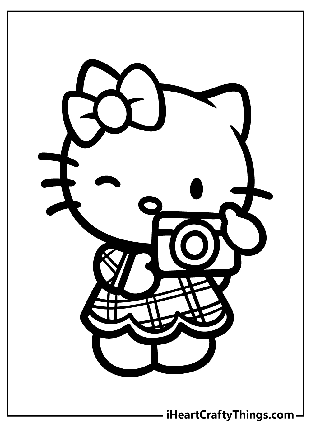 A free picture of Hello Kitty at home, coloring sheet, book