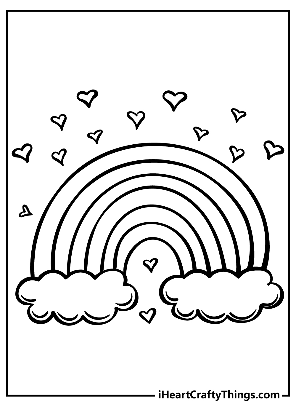 rainbow coloring page with color words