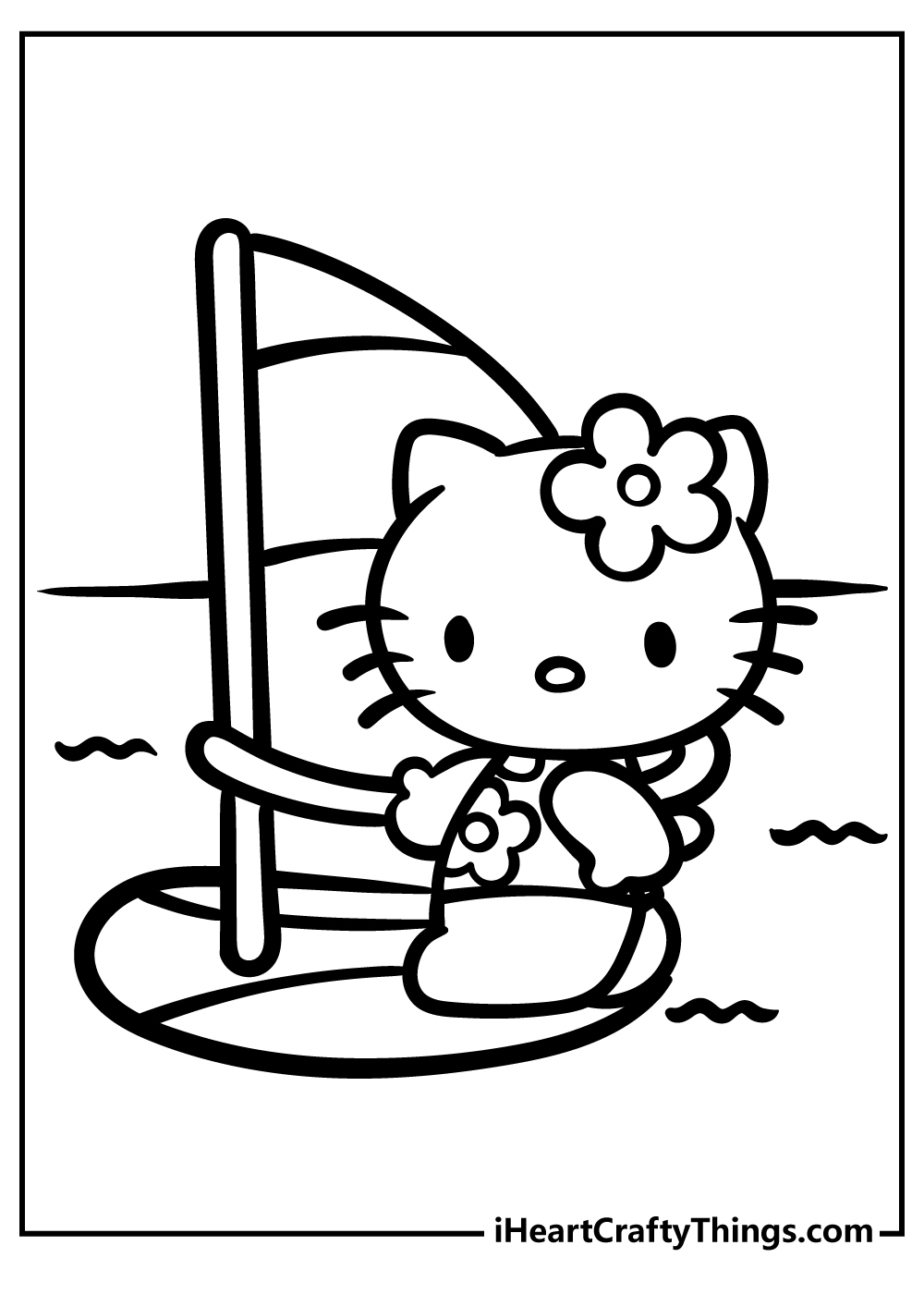 hello kitty baseball coloring page