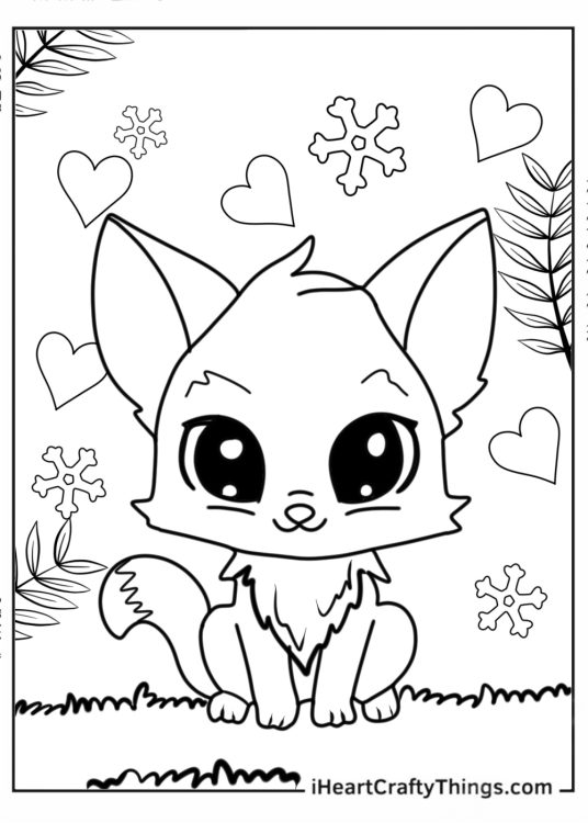 Adorable Kawaii Fox To Color