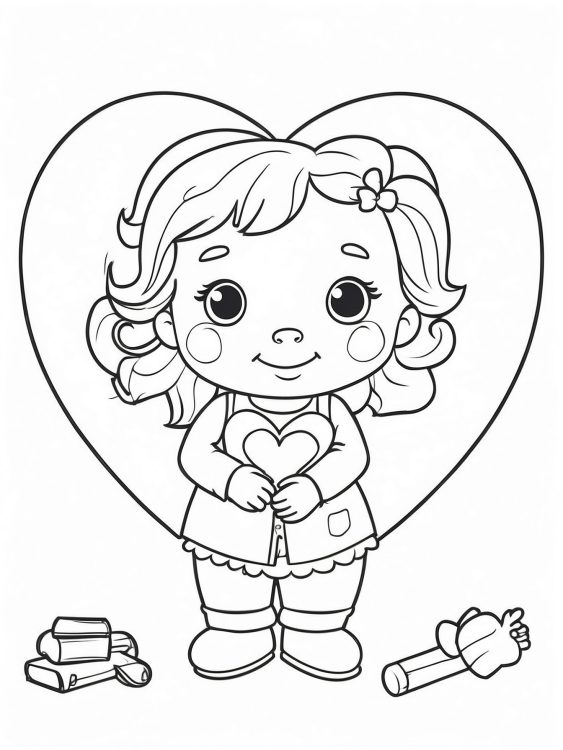 Big Heart Coloring Page For Preschoolers