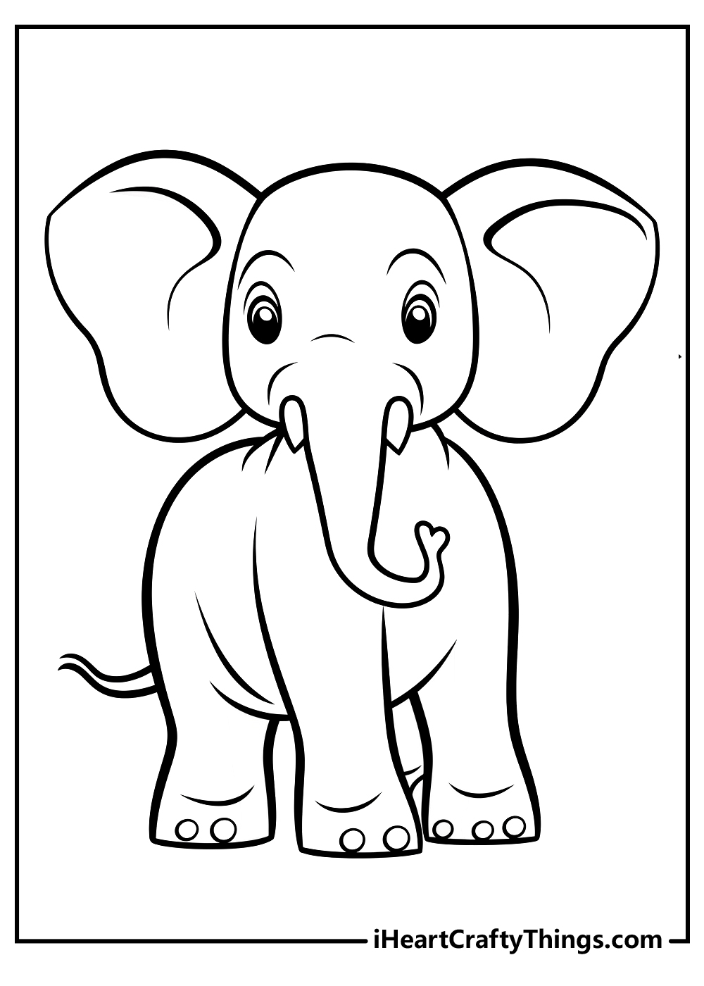 Cute Elephant Coloring Pages - Printable Free and Easy for Kids