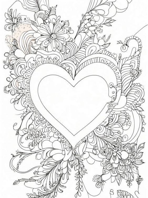 Fancy Heart Coloring Sheet