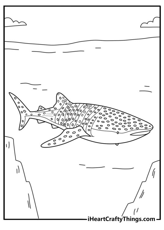 Fish coloring page with whale shark covered in tiny spots