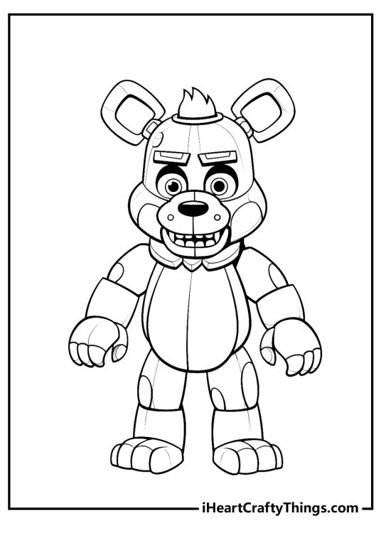 Five Nights At Freddy’s-themed printable poster featuring detailed drawing of a Freddy