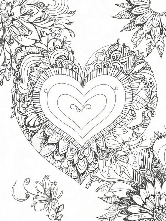 Mandala Inspired Heart Coloring Page