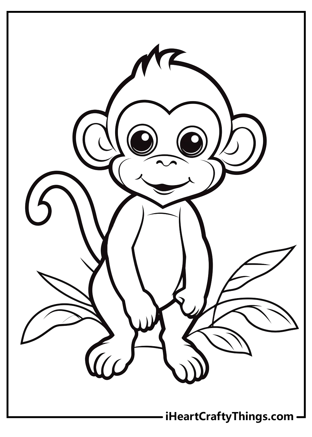 black-and-white monkey coloring pages