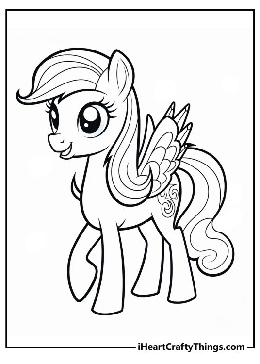 Detailed coloring image featuring My Little Pony character bubbly pony Pinkie Pie