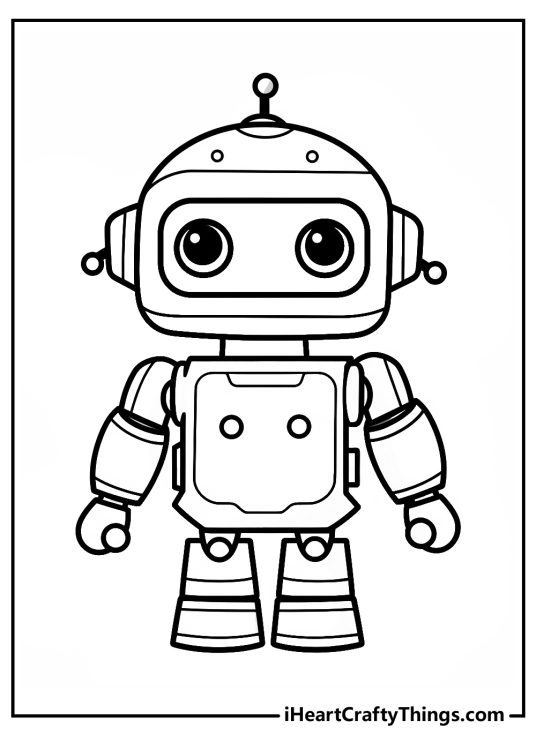 Detailed image of a cute robot with antennaes in each ear and one on his head
