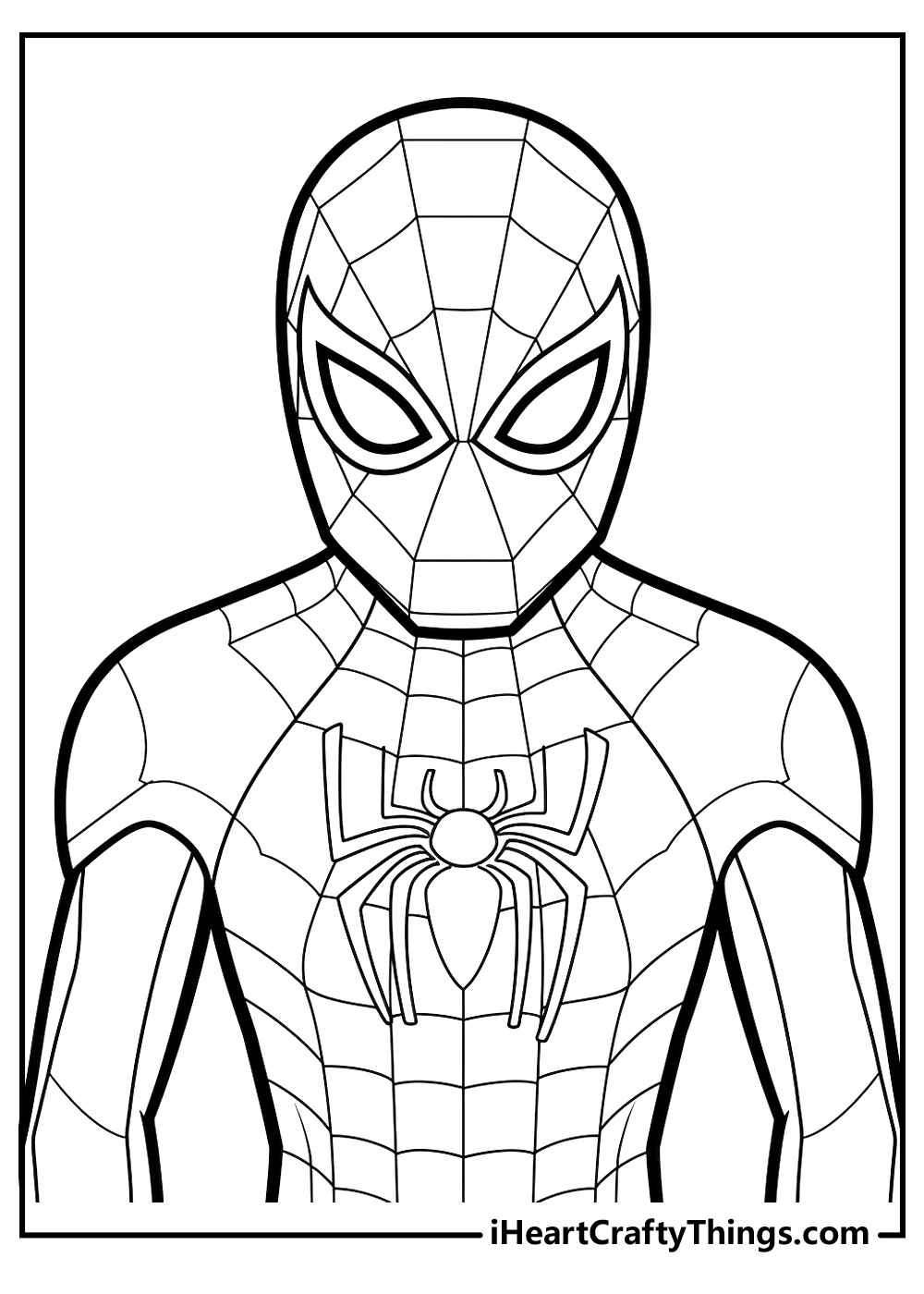 Close-up of Spider-Man's mask coloring page