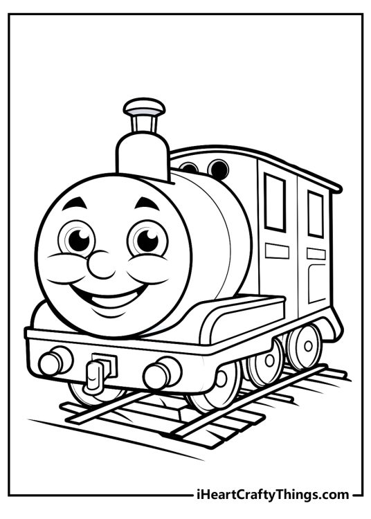 Free printable coloring image for kids featuring popular character Thomas the Train