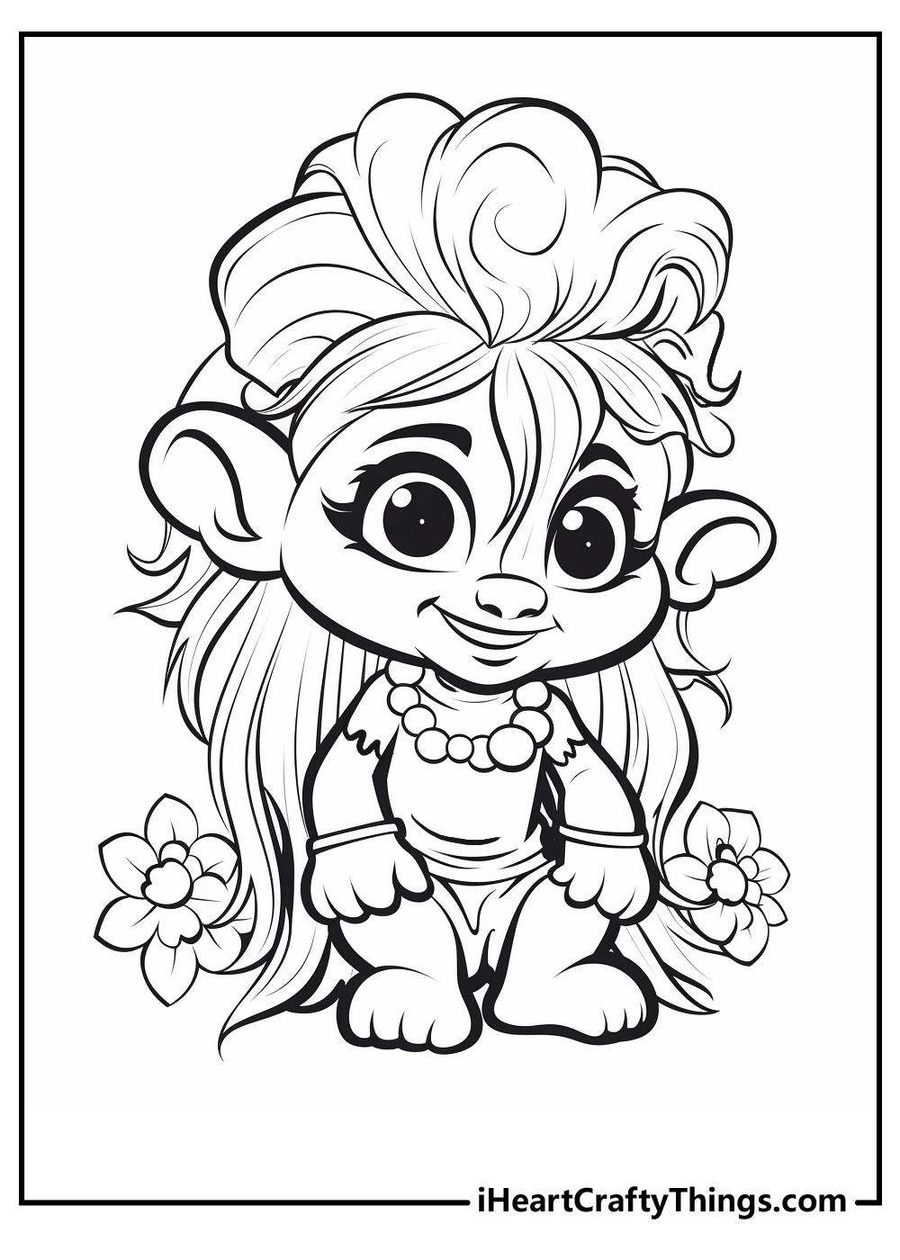 new troll coloring printable