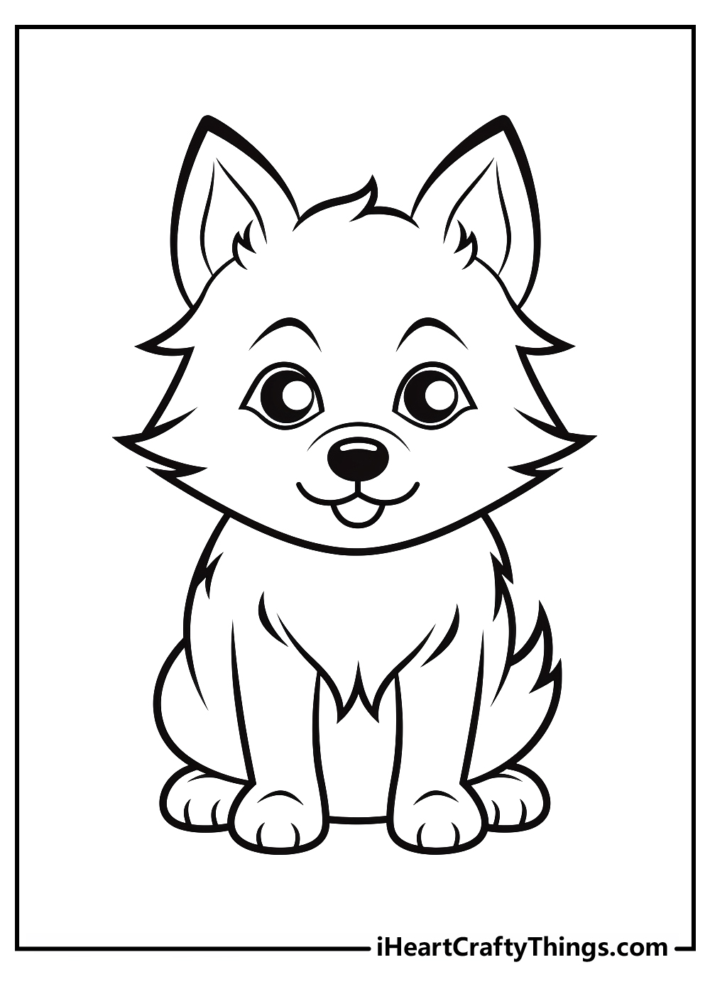 black-and-white wolf coloring printable