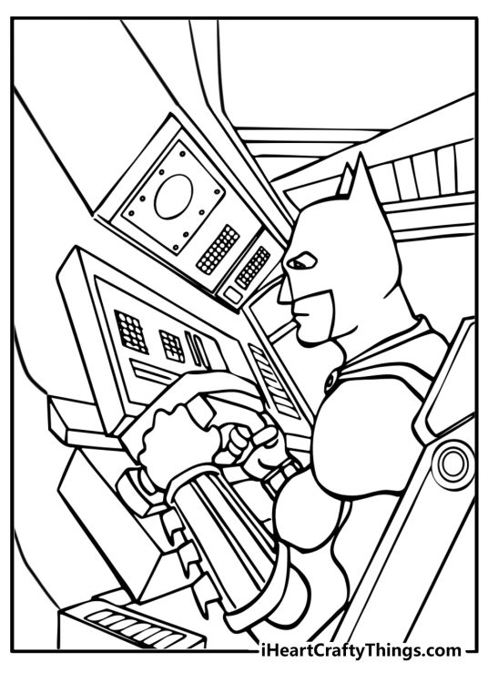 Batman driving the batmobile fun coloring sheet