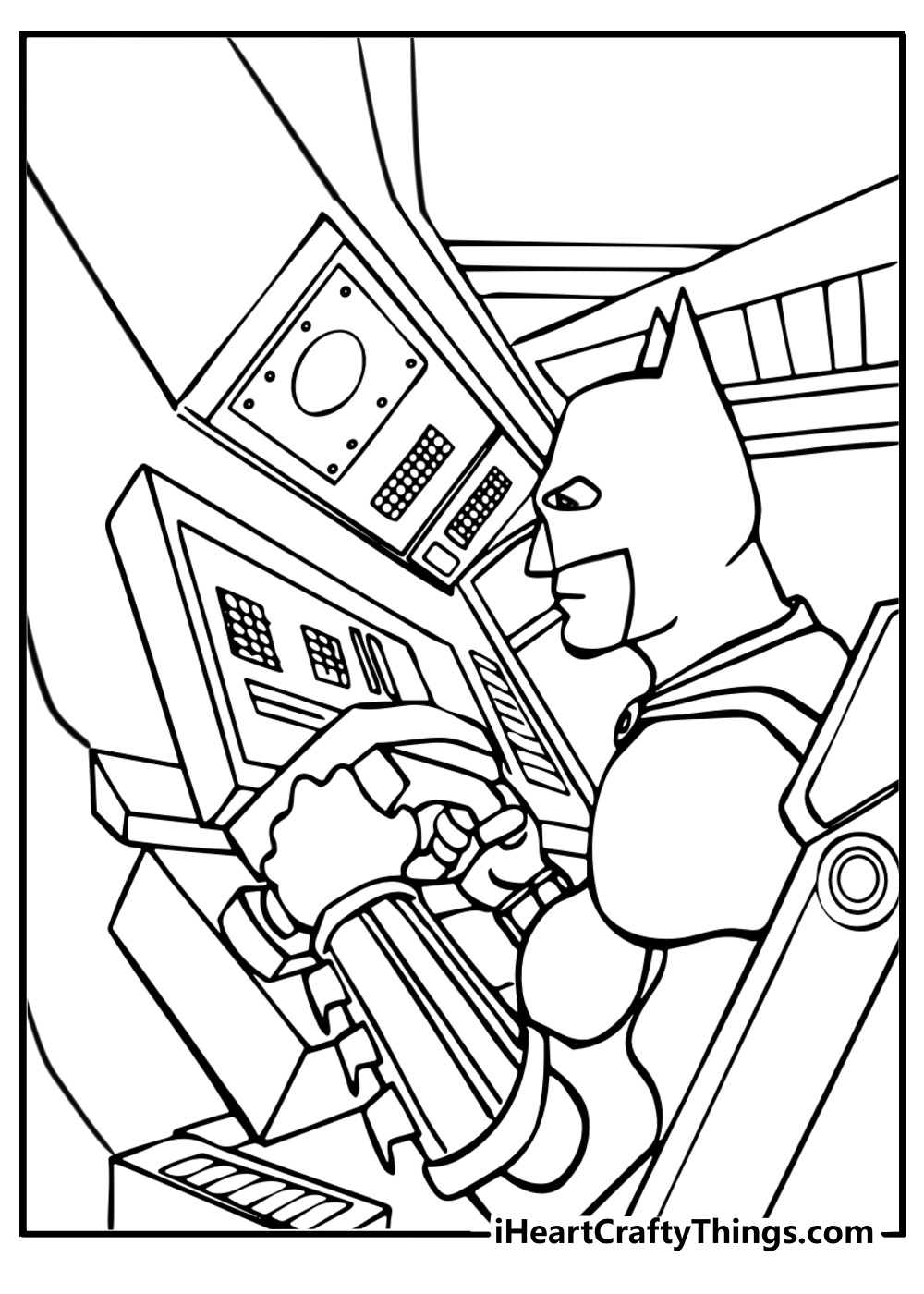 Batman driving the batmobile fun coloring sheet