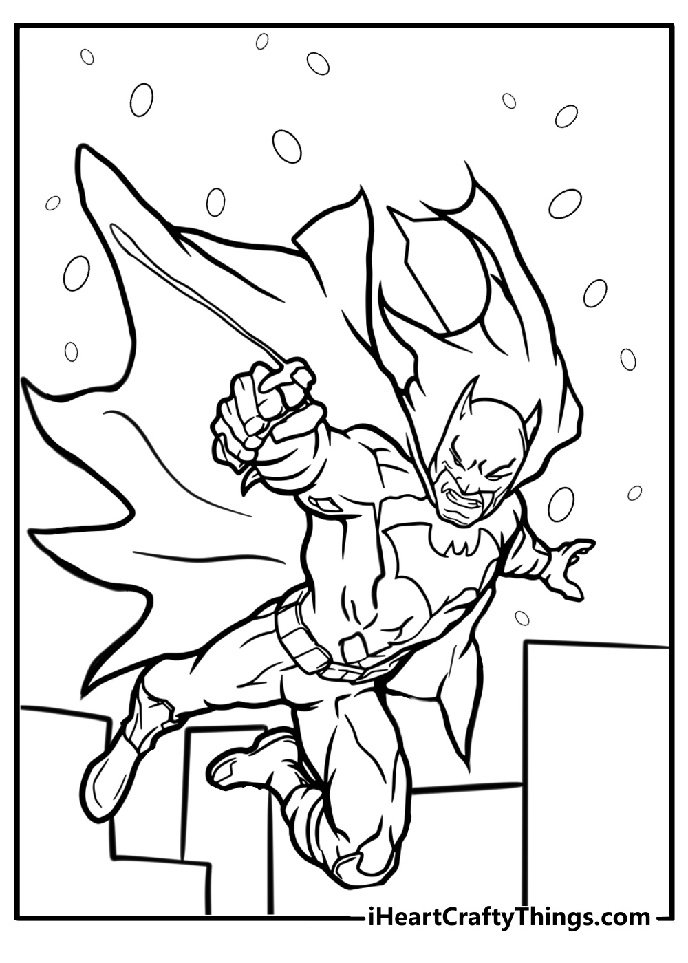 Batman in a battle stance detailed coloring sheet