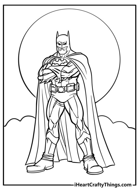 Batman with his utility belt free coloring page pdf