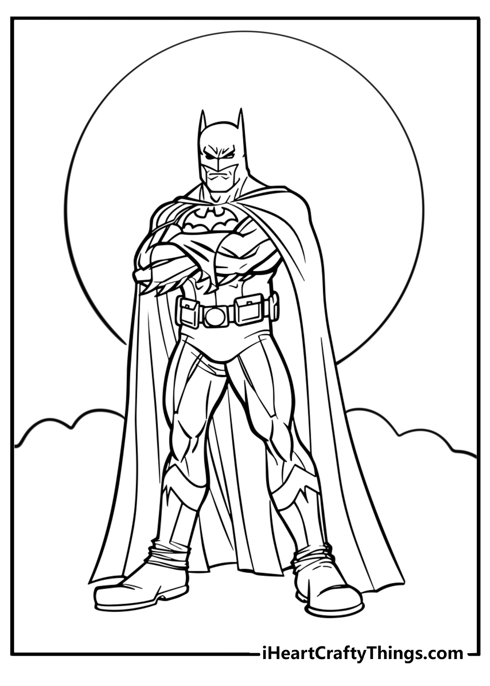 Batman with his utility belt free coloring page pdf