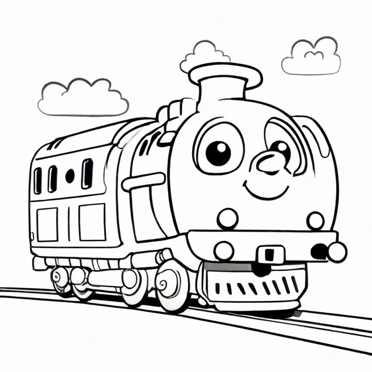 Cartoon drawing of front view of generic train engine locomotive on the  tracks. Stock Vector | Adobe Stock
