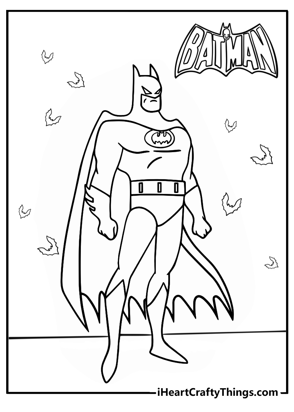 Classic batman with his logo free printable coloring page