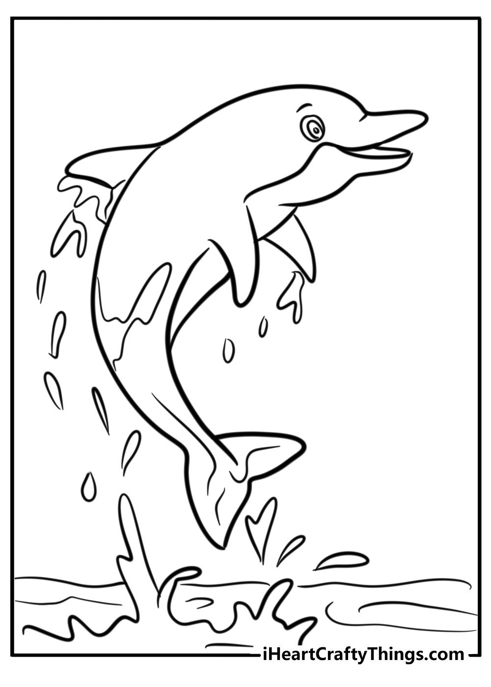 Dolphin jumping out of the water coloring page for kids