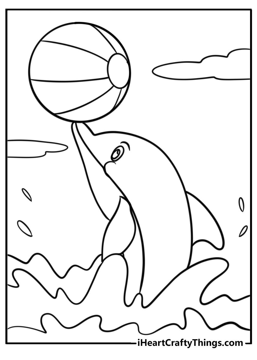  Dolphin playing with a beach ball fun coloring page