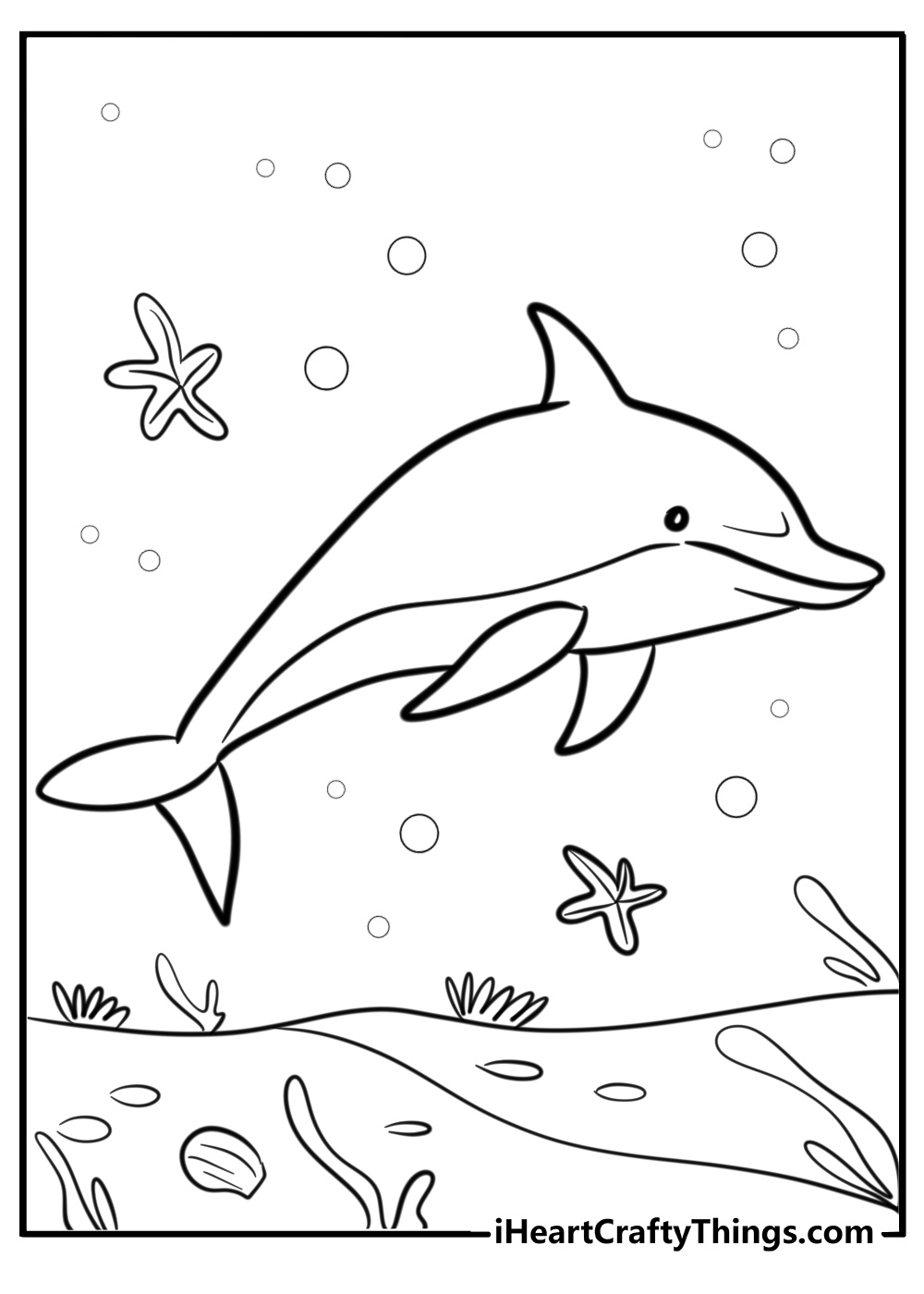 Dolphin swimming in the ocean coloring sheet